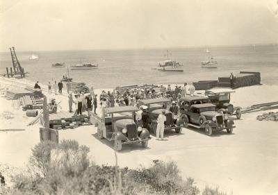 Inter War, Western Australia, Rottnest Island. Army Jetty. Gantry under construction, 1936