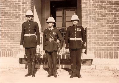 Inter War, Western Australia, Rottnest Island. Kingstown Barracks, Anzac Day Captain John Scott-Young, Lieutenant William James LAKE and Sergeant McMURRAY 1939