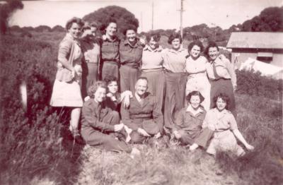 World War 2, Western Australia, Rottnest Island. Bickley Camp. Australian Womens Army Service. Named group