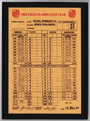 GREG CHALMERS' SCORECARD 1992