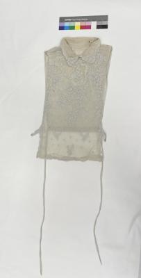 COSTUME FRONT: WHITE COTTON NET EMBROIDERED, APPLIQUE, INSERTION FRONT, PETER PAN COLLAR