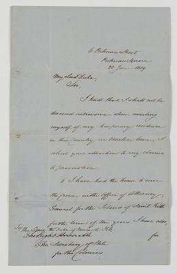 LETTER, ARCHIBALD PAULL BURT TO DUKE OF NEWCASTLE RE PROMOTION TO THE BENCH