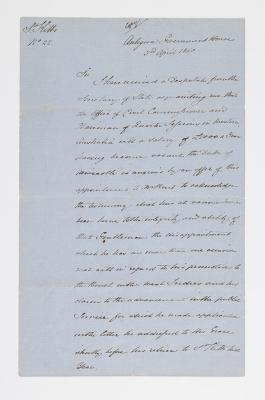 LETTER, DUKE OF NEWCASTLE TO ARCHIBALD PAULL BURT, OFFER COMMISSIONER AND CHAIRMAIN OF QUARTER SESSIONS WESTERN AUSTRALIA
