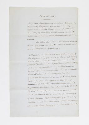 WARRANT, APPOINTMENT ARCHIBALD PAULL BURT CHIEF JUSTICE OF WESTERN AUSTRALIA