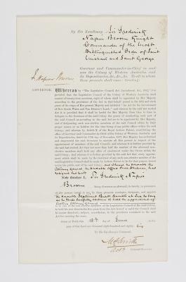 PROCLAMATION BY GOVERNOR BROOME THAT SEPTIMUS BURT BE APPOINTED AS MEMBER OF THE LEGISLATIVE COUNCIL