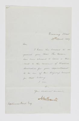 LETTER, SEPTIMUS BURT, QUEEN'S COUNSEL APPOINTMENT