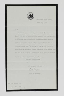 LETTER, GOVERNOR'S CLERK TO SEPTIMUS BURT, RE QUEEN'S COUNSEL APPOINTMENT
