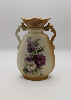 VASE: PORCELAIN, HAND-PAINTED FLORAL DESIGN
