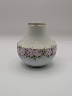 VASE: SMALL BLUE, WHITE AND FLORAL, GIFT TO EVELYN PARKER