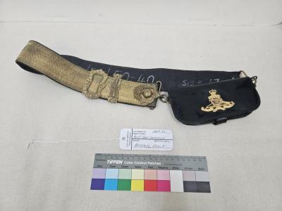 BELT: LEATHER AND GOLD THREAD, FOR DRESS UNIFORM FOR OFFICER OF ROYAL CANADIAN HORSE ARTILLERY