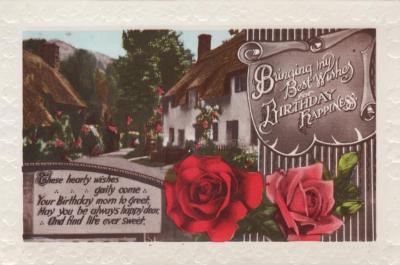 POSTCARD: BIRTHDAY, LILLIAN DENNNIS 50TH CARD FROM JIM DENNIS
