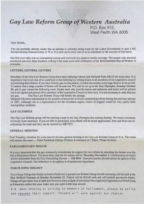 Gay Law Reform Group Papers