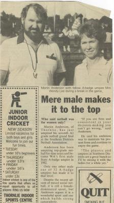 Newspaper Clipping (Digital Copy), Mere male makes it to the top: Who said netball was for women only?
