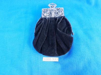 Black velvet bag with metal clasp