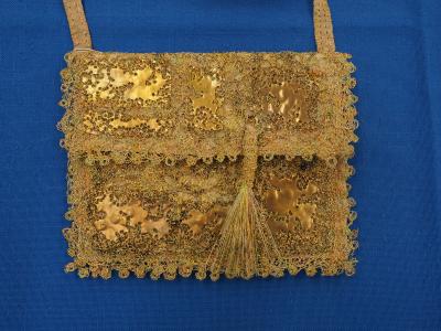 Machine embroidered bag detail