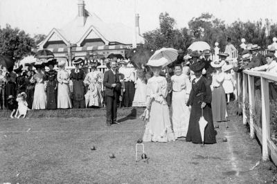 PHOTOGRAPH (COPY): MRS DAGLISH OPENING SUBIACO CROQUET CLUB, 1904