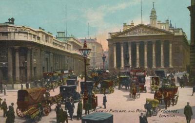 POSTCARD: LONDON LANDMARKS - BANK OF ENGALND AND ROYAL EXCHANGE