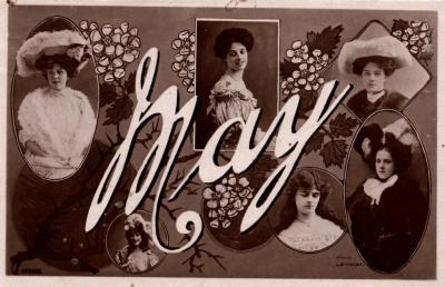 POSTCARD: NAME SERIES 'MAY' WITH EDWARDIAN LADIES