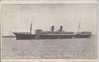 POSTCARD: TROOPSHIP 'SS MILTIADES' - FROM JACK NEWMAN TO HIS MOTHER