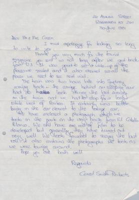 PHOTOGRAPH: LETTER, THELMA GREEN BEQUEST