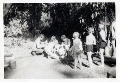 PHOTOGRAPH: FIRST SHENTON PARK SCOUTS VISIT NANGA BROOK CAMP EASTER 1977
