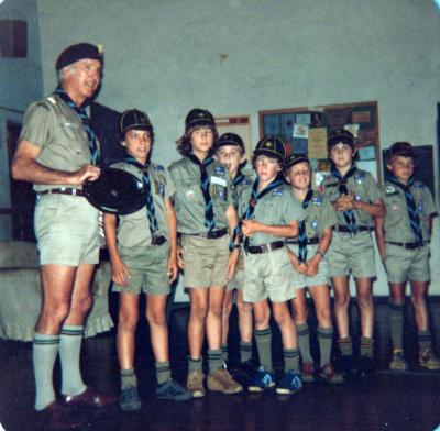 PHOTOGRAPH: FIRST SHENTON PARK SCOUT TROOP- FAREWELL TO THE CUB LEADER 1981
