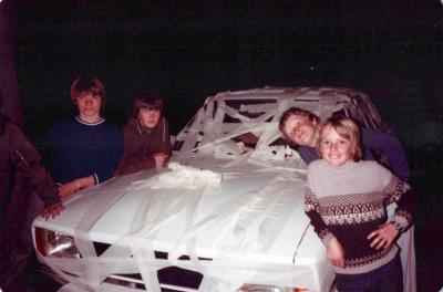 PHOTOGRAPH: FIRST SHENTON PARK SCOUT TROOP - BOYS IN FRONT OF A WHITE CAR
