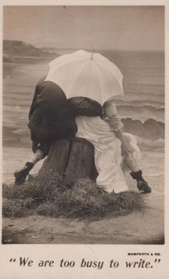 POSTCARD: 'WE ARE TOO BUSY TO WRITE'