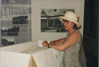 PHOTOGRAPH: TEXTILE CONSERVATION PROJECT AT SUBIACO MUSEUM WITH PATRICIA MONCRIEFF OCTOBER 1999