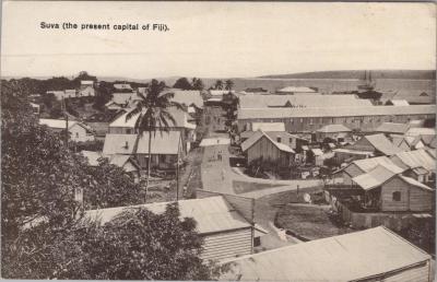 POSTCARD: FIJI, TO JAMES DENNIS - 'SUVA (THE PRESENT CAPITAL OF FIJI)'