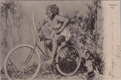 POSTCARD: FIJI - TO JAMES DENNIS - 'CIVILISED FIJIAN'