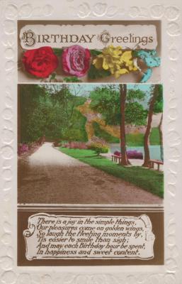 POSTCARD: DENNIS 'BIRTHDAY GREETINGS' GARDEN PATH