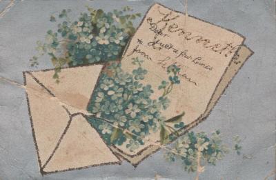 POSTCARD: FROM LILLIAN DENNIS, LETTER AND ENVELOPE WITH FLOWERS