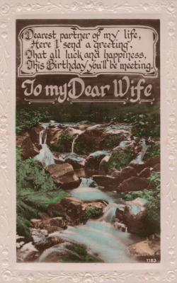 POSTCARD: WATERFALL, 'TO MY DEAR WIFE'