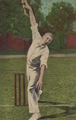 POSTCARD: CRICKETER BOWLING ACTION SHOT