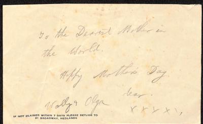 ENVELOPE: CREAM, 'TO THE DEAREST MOTHER IN THE WORLD'