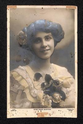 POSTCARD: EMBOSSED PORTAIT OF MISS DORA BARTON