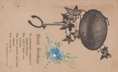 POSTCARD:CHRISTMAS 'HEARTY GREETINGS'