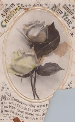 POSTCARD: ROSES 'A JOYOUS CHRISTMAS AND BRIGHT NEW YEAR'