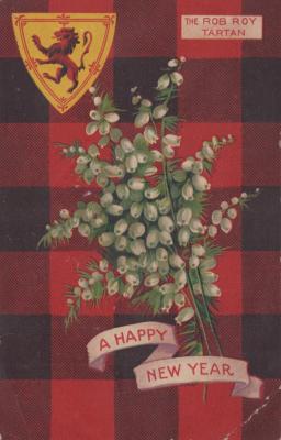 POSTCARD: 'A HAPPY NEW YEAR', ROB ROY TARTAN