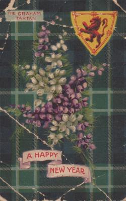 POSTCARD: 'A HAPPY NEW YEAR', THE GRAHAM TARTAN