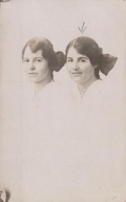 POSTCARD: WINNIE MELL AND UNKNOWN WOMAN, FROM ALBUM 1, THELMA GREEN COLLECTION