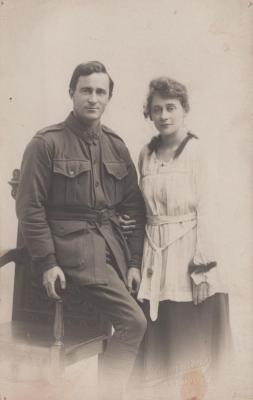 POSTCARD: ERN BERRY AND WIFE, FROM ALBUM 1, THELMA GREEN COLLECTION