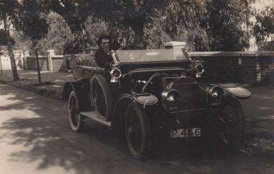 POSTCARD: MAN DRIVING CAR, FROM ALBUM 1, THELMA GREEN COLLECTION