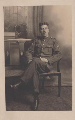 POSTCARD: UNKNOWN MAN IN UNIFORM, FROM ALBUM 1, THELMA GREEN COLLECTION
