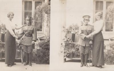 POSTCARD: TWO UNKNOWN WOMEN, FROM ALBUM 1, THELMA GREEN COLLECTION