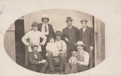 POSTCARD: GROUP OF MEN, FROM ALBUM 1, THELMA GREEN COLLECTION