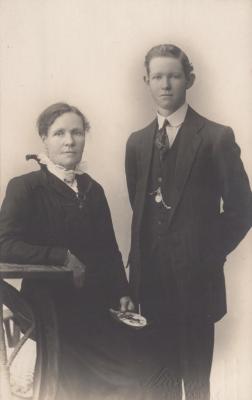 POSTCARD: WILLIAM B. KELLY AND UNKNOWN WOMAN, FROM ALBUM 1, THELMA GREEN COLLECTION