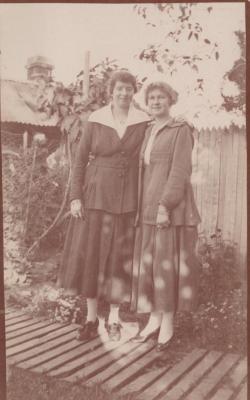 POSTCARD: ELSIE MACHION AND UNKNOWN FEMALE, FROM ALBUM 1, THELMA GREEN COLLECTION