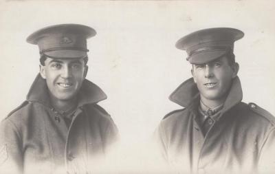 POSTCARD: HALLMON TRENBERTH AND UNKNOWN MAN, FROM ALBUM 1, THELMA GREEN COLLECTION